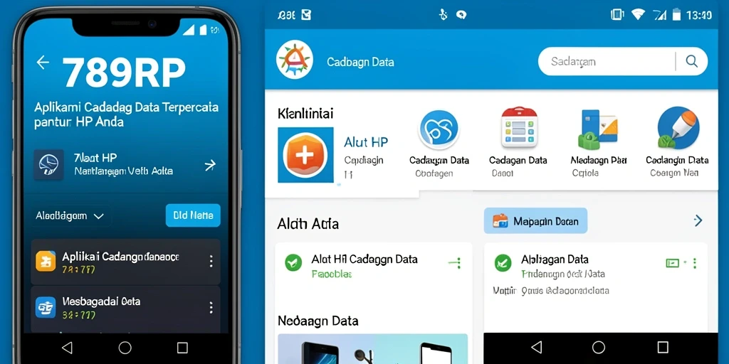 Antarmuka aplikasi 789RP untuk cadangan data yang aman.
