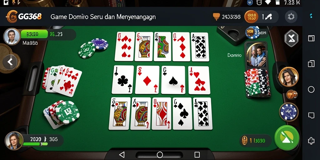 Tampilan antarmuka GG368 yang menarik dan dinamis saat bermain Domino.