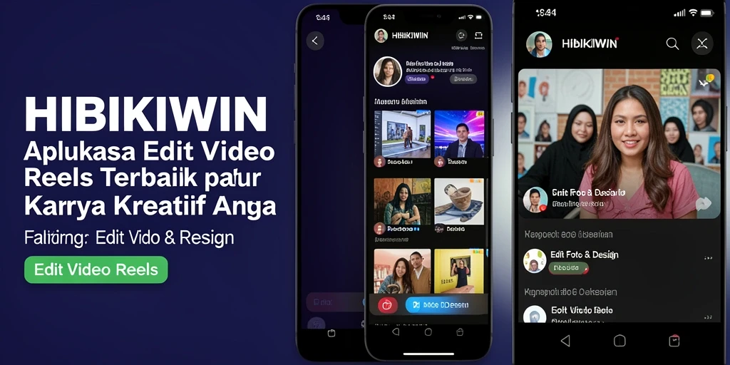 Tampilan antarmuka HIBIKIWIN yang modern dan fungsional untuk editing video reels.