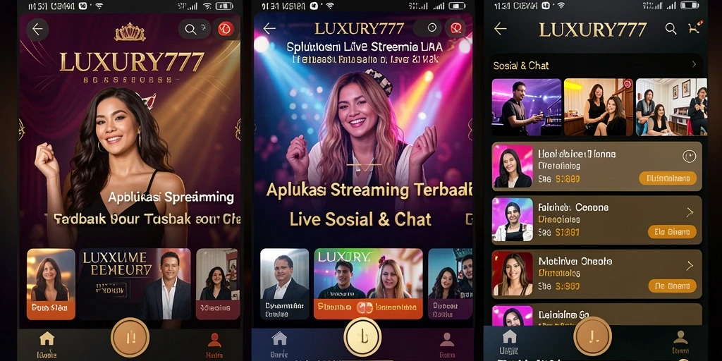 Antarmuka pengguna yang intuitif dari LUXURY777 untuk Live Streaming.