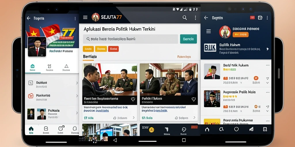 Tampilan antarmuka aplikasi SEJUTA77 untuk berita Politik Hukum.