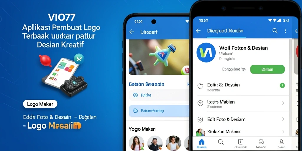 Tampilan antarmuka aplikasi VIO77 untuk membuat logo yang kreatif.